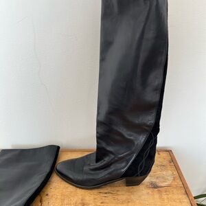 Vero Cuoio Black Leather Over-the-Knee Boots